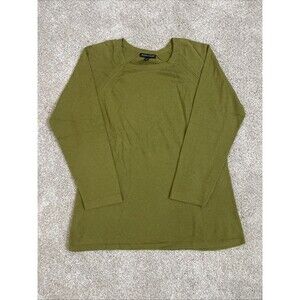 Eileen Fisher Cotton Cashmere Blend Sweater Olive Green Sz M Lightweight